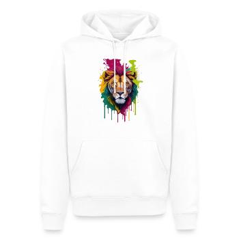 WILDES LÖWENDESIGN SPLASH ART - Männer Premium Bio Hoodie - Weiß - Vorne - Nico (187cm)