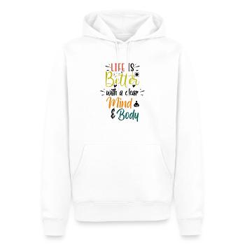 Yoga Klarheit für Körper und Geist Besser Leben - Männer Premium Bio Hoodie - Weiß - Vorne - Nico (187cm)