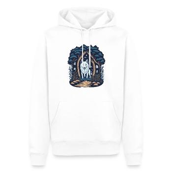 Waldhütte Cottagecore Wolf - Männer Premium Bio Hoodie - Weiß - Vorne - Nico (187cm)