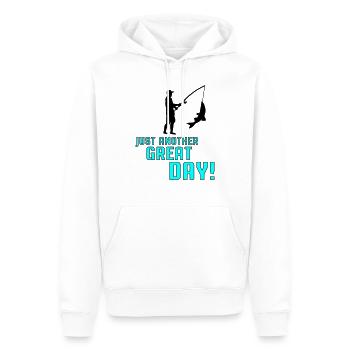 Pêcher un autre grand jour 002 - Sweat à capuche Premium bio Homme - blanc - Devant - Nico (187cm)