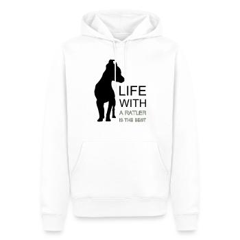 Das Leben mit einem Ratler ist das Beste - Männer Premium Bio Hoodie - Weiß - Vorne - Nico (187cm)