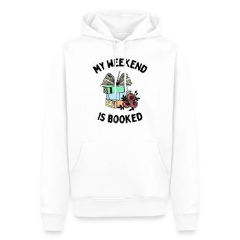 Mein Wochenende ist gebucht Lustige Bücherwurm-Leute - Männer Premium Bio Hoodie - Weiß - Vorne - Nico (187cm)