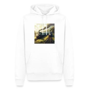 TRAINS - Sweat à capuche Premium bio Homme - blanc - Devant - Nico (187cm)