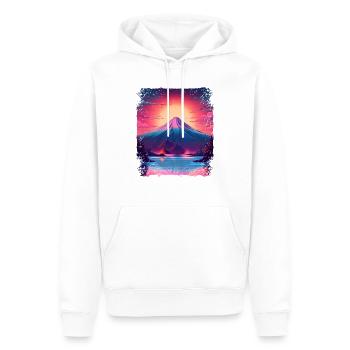 Mont Fuji Sight Esthétique Japon Volcan Vaporwave - Sweat à capuche Premium bio Homme - blanc - Devant - Nico (187cm)