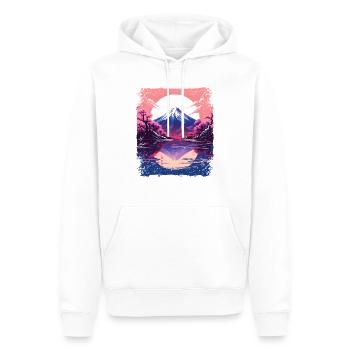 Vaporwave Ästhetik Japan Sehenswürdigkeit Berg Fuji Vulkan - Männer Premium Bio Hoodie - Weiß - Vorne - Nico (187cm)