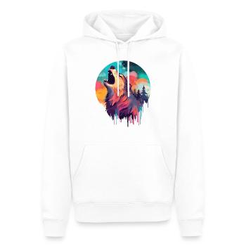 Loup sauvage hurlant sur la Lune - Sweat à capuche Premium bio Homme - blanc - Devant - Nico (187cm)