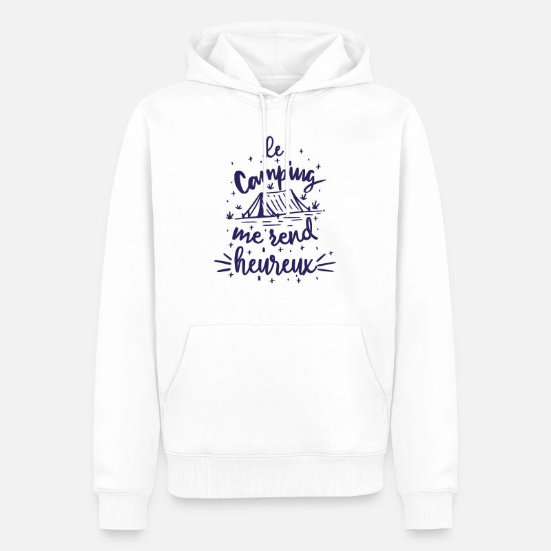 Le Camping Me Rend Heureux - Sweat à capuche Premium bio Homme - blanc