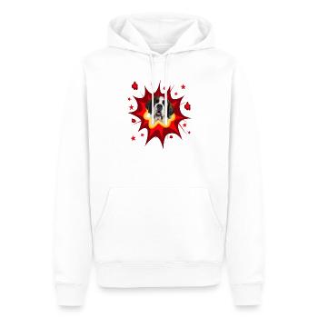 Conception de chien comique - Pow - St. Bernard - Sweat à capuche Premium bio Homme - blanc - Devant - Nico (187cm)