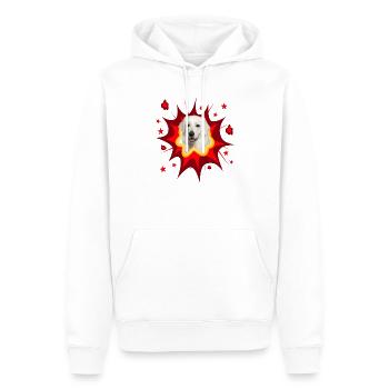 Conception de chien comique - Pow - Kuvasz - Sweat à capuche Premium bio Homme - blanc - Devant - Nico (187cm)