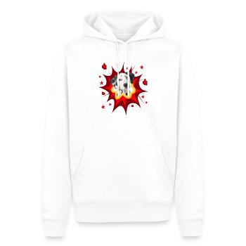 Conception de chien comique - Pow - Dalmatien - Sweat à capuche Premium bio Homme - blanc - Devant - Nico (187cm)