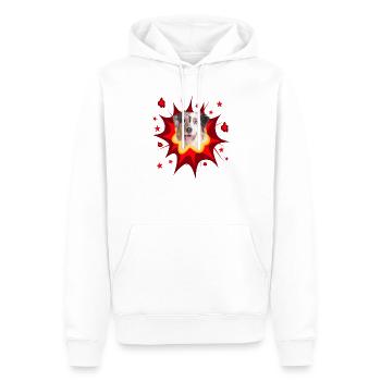 Comic Dog Design - Pow - Australian Shepherd - Men’s Premium Organic Hoodie - white - Front - Nico (187cm)