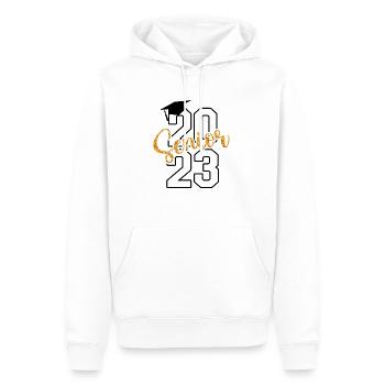 Diplômé senior 2023 de la promotion 2023 - Sweat à capuche Premium bio Homme - blanc - Devant - Nico (187cm)