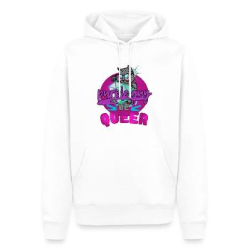 Queer - Chat mignon - Sweat à capuche Premium bio Homme - blanc - Devant - Nico (187cm)