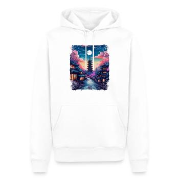Takayama Village Alpes japonaises Japon Vaporwave - Sweat à capuche Premium bio Homme - blanc - Devant - Nico (187cm)