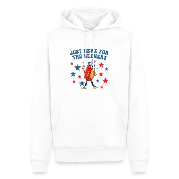 Hot-dog, je ne suis là que pour la Wienerwurst - Sweat à capuche Premium bio Homme - blanc - Devant - Nico (187cm)