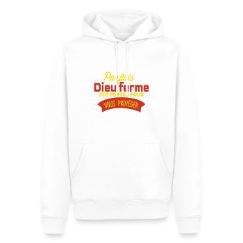 Parfois Dieu ferme ses portes - Sweat à capuche Premium bio Homme - blanc - Devant - Nico (187cm)