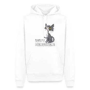 Igitt Menschen, Katze - Männer Premium Bio Hoodie - Weiß - Vorne - Nico (187cm)