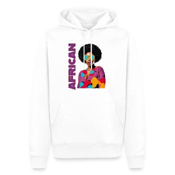 Femme noire avec lettrage africain - Sweat à capuche Premium bio Homme - blanc - Devant - Nico (187cm)