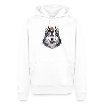 Alaskan Malamute Cooler Hund trägt Krone - Männer Premium Bio Hoodie - Weiß - Vorne - Nico (187cm)