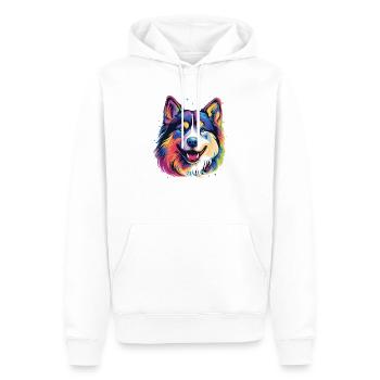 Alaskan Malamute Hund Bunt Bemalt - Männer Premium Bio Hoodie - Weiß - Vorne - Nico (187cm)