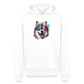 Cooler Alaskan Malamute Hund mit Sonnenbrille - Männer Premium Bio Hoodie - Weiß - Vorne - Nico (187cm)
