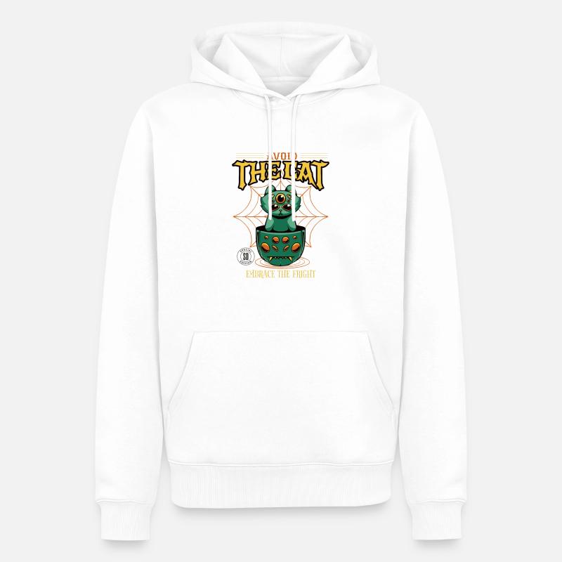 Chat et araignée d’Halloween - Sweat à capuche Premium bio Homme - blanc