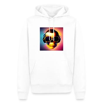 Crâne avec lunettes de soleil & écouteurs - cool-rockig - Sweat à capuche Premium bio Homme - blanc - Devant - Nico (187cm)