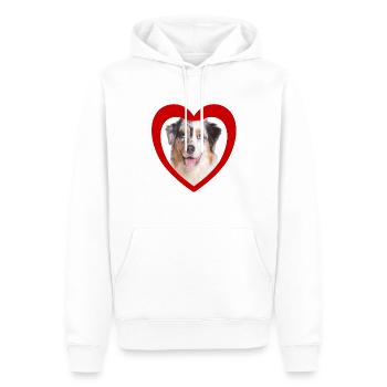 Hundeliebhaber - Hunde Herz - Australian Shepherd - Männer Premium Bio Hoodie - Weiß - Vorne - Nico (187cm)