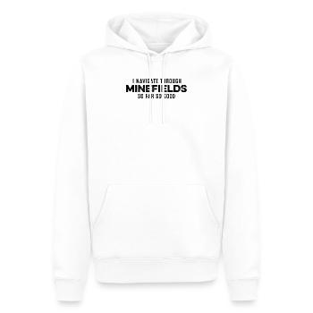 Ich navigiere durch Minenfelder So weit, so gut, cool - Männer Premium Bio Hoodie - Weiß - Vorne - Nico (187cm)