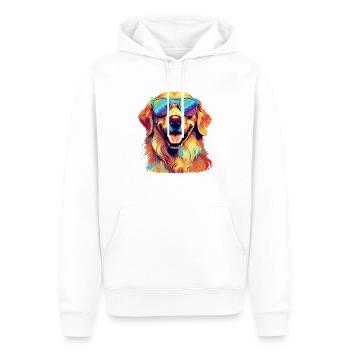 Hundeliebhaber Golden Retriever mit Sonnenbrille - Männer Premium Bio Hoodie - Weiß - Vorne - Nico (187cm)