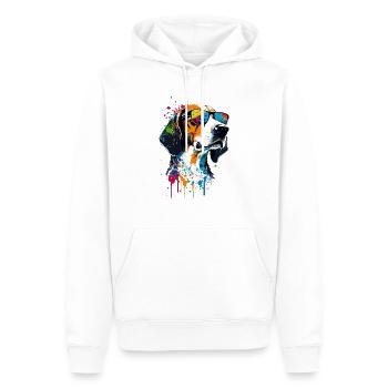 Foxhound américain coloré avec des lunettes de soleil - Sweat à capuche Premium bio Homme - blanc - Devant - Nico (187cm)