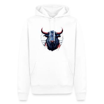 Tête de taureau de vache - Sweat à capuche Premium bio Homme - blanc - Devant - Nico (187cm)
