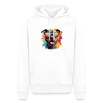 Bunter Pitbull mit Sonnenbrille Hundeliebhaber - Männer Premium Bio Hoodie - Weiß - Vorne - Nico (187cm)