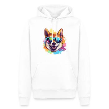 Bunter Akita trägt Sonnenbrille Hundeliebhaber - Männer Premium Bio Hoodie - Weiß - Vorne - Nico (187cm)