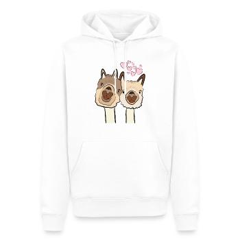 Lama Alpaka Motive Tier Mädchen pastellfarben pink - Männer Premium Bio Hoodie - Weiß - Vorne - Nico (187cm)