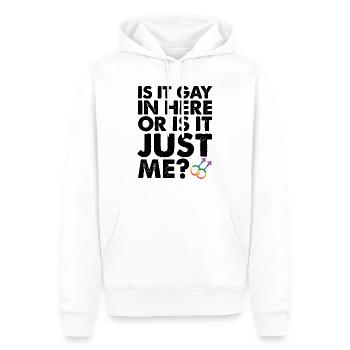 Is It Gay In Here Or Is It Just Me LGBT Pride - Men’s Premium Organic Hoodie - white - Front - Nico (187cm)