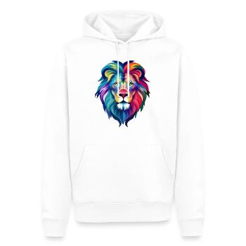 Cooler bunter Löwe - Männer Premium Bio Hoodie - Weiß - Vorne - Nico (187cm)