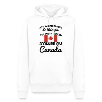 J'ai juste besoin d'aller au canada cadeau voyage - Sweat à capuche Premium bio Homme - blanc - Devant - Nico (187cm)