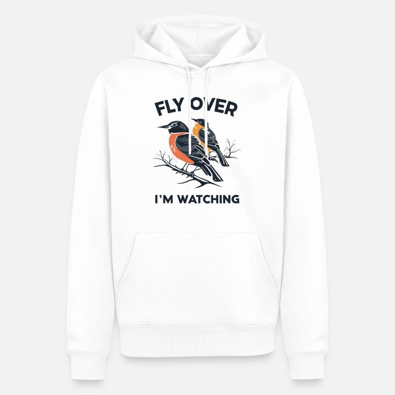 "vole, je regarde" slogan - Sweat à capuche Premium bio Homme - blanc