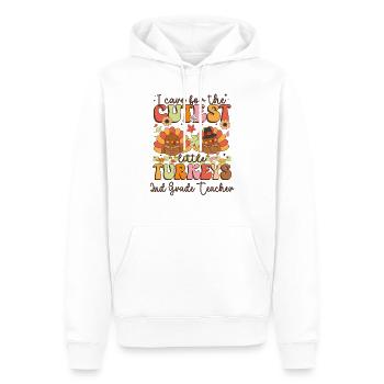 Enseignante de 2e année Je m’occupe des dindes les plus mignonnes Th - Sweat à capuche Premium bio Homme - blanc - Devant - Nico (187cm)