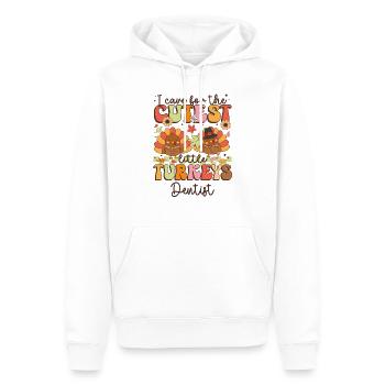 Dentiste Je m’occupe des dindes les plus mignonnes Thanksgiving - Sweat à capuche Premium bio Homme - blanc - Devant - Nico (187cm)