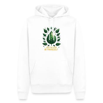Lass dich einfach auf dich selbst ein - Männer Premium Bio Hoodie - Weiß - Vorne - Nico (187cm)