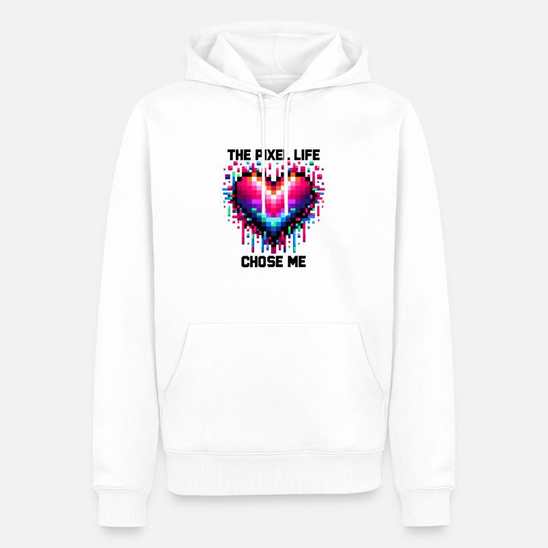 Das Pixel-Leben hat mich auserwählt - Männer Premium Bio Hoodie - Weiß