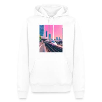 Zug Tokio - Männer Premium Bio Hoodie - Weiß - Vorne - Nico (187cm)
