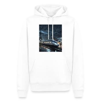 Nacht Tokio Zug - Männer Premium Bio Hoodie - Weiß - Vorne - Nico (187cm)