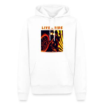 Fahrer und Motorrad von unten - moderne Silhouette - Männer Premium Bio Hoodie - Weiß - Vorne - Nico (187cm)
