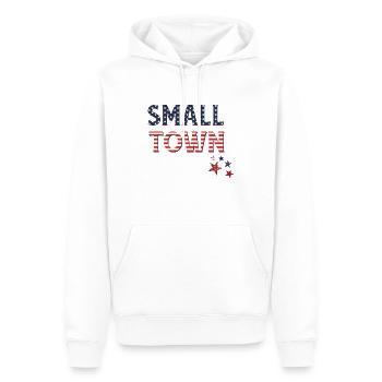 Try this in a small town, design - Men’s Premium Organic Hoodie - white - Front - Nico (187cm)
