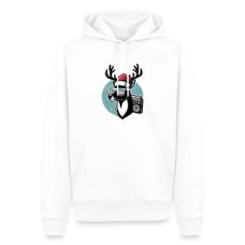 Retro Christmas Reindeer Santa Hat - Men’s Premium Organic Hoodie - white - Front - Nico (187cm)