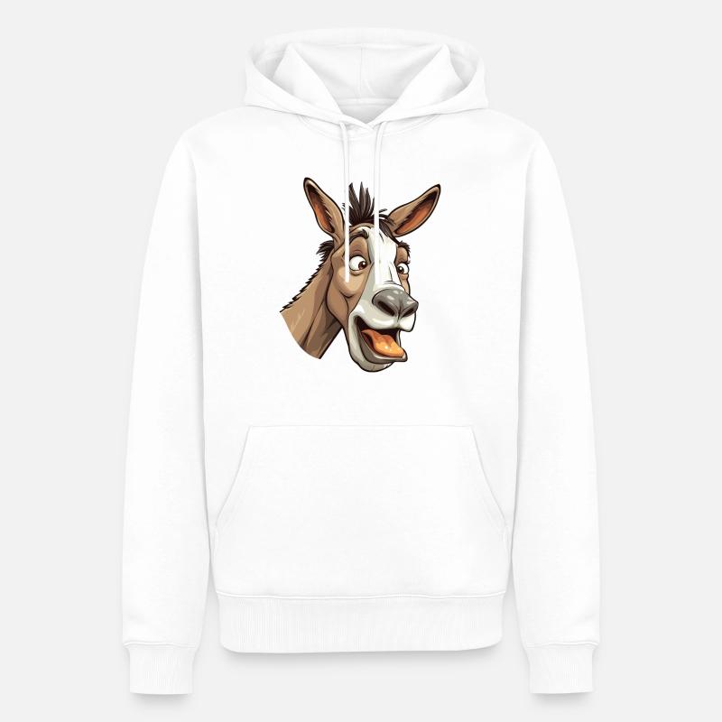 Crazy Esel Comic Style - Männer Premium Bio Hoodie - Weiß