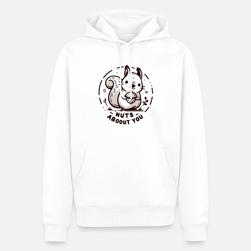 Eichhörnchen mit Nuss - Männer Premium Bio Hoodie - Weiß